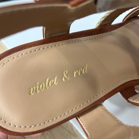 Viiolet and Red Women's Capree Woven Braid Wedge Platform Sandals Cognac 8.5 - Picture 5 of 7